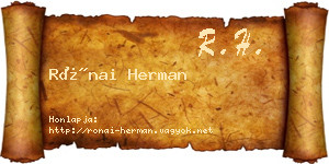 Rónai Herman névjegykártya