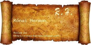 Rónai Herman névjegykártya